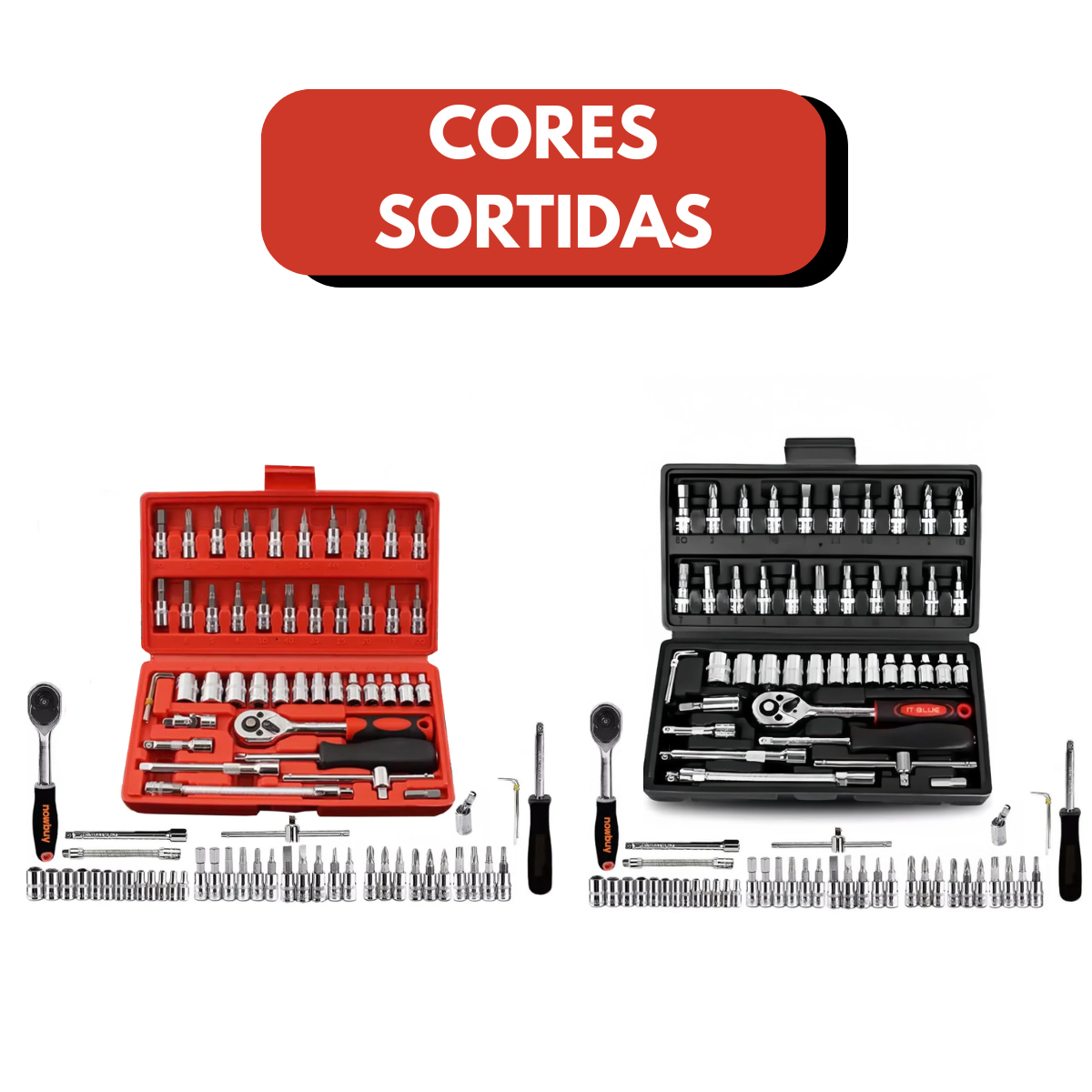 Jogo de ferramentas 46 peças com maleta vermelha e preta