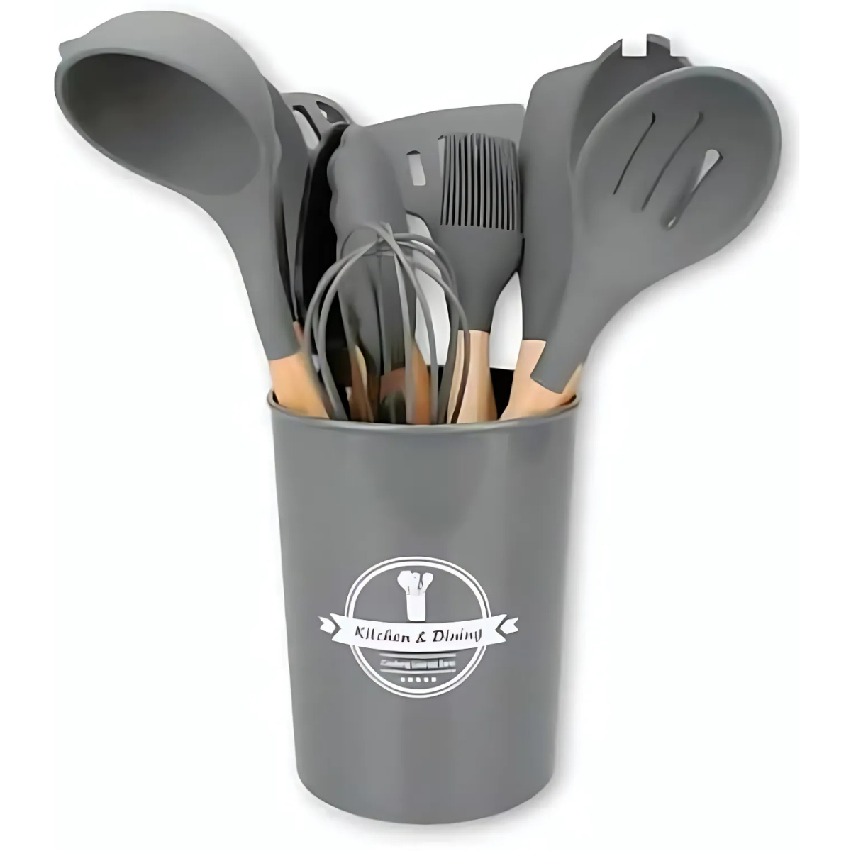Kit de utensílios de cozinha na cor cinza