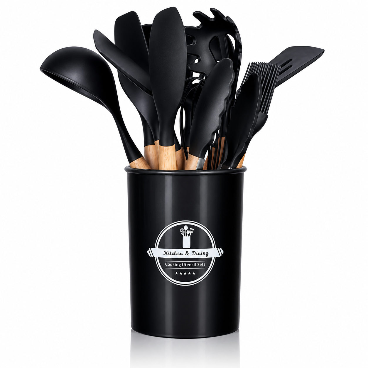 Kit de utensílios de cozinha na cor preta