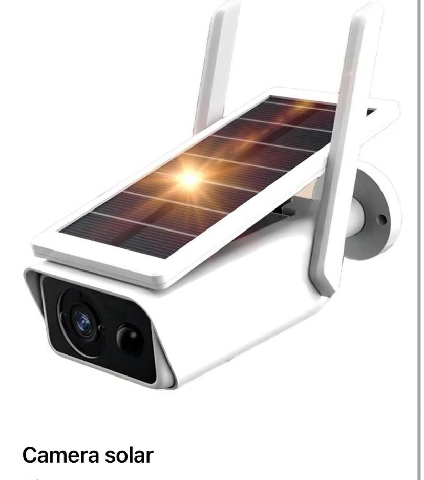 Câmera de segurança solar Wi-Fi branca com painel solar