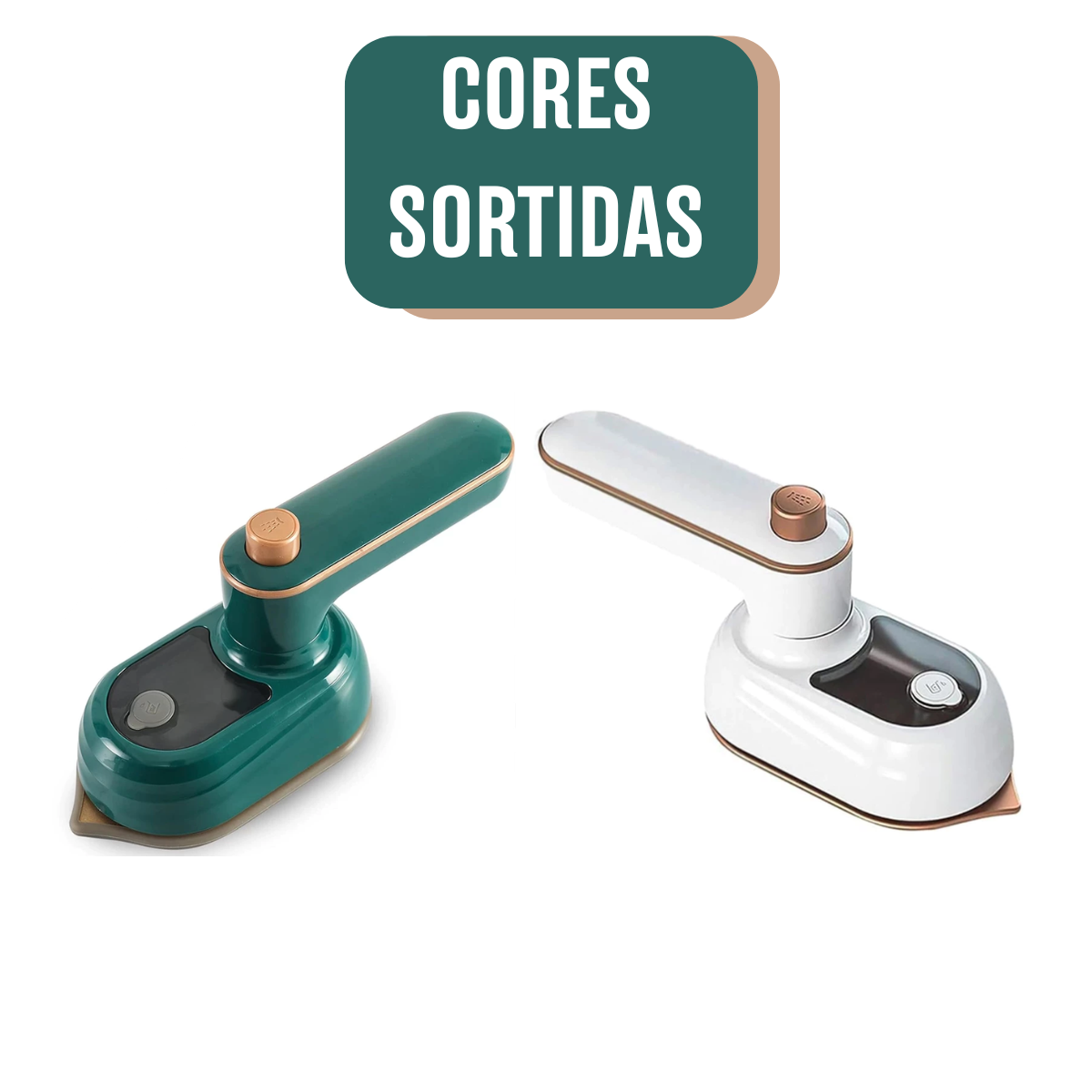 Ferro de passar a vapor portátil AJ-120 nas cores verde e branco