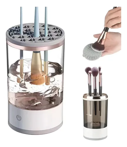 Lavador em uso limpando pincel de maquiagem