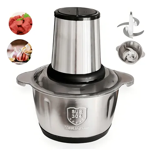 Multiprocessador inox montado mostrando lâminas e cuba
