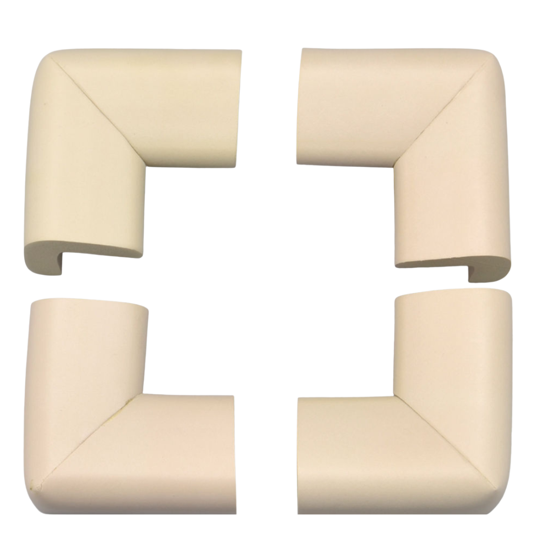 Kit com 4 protetores de quina em silicone bege