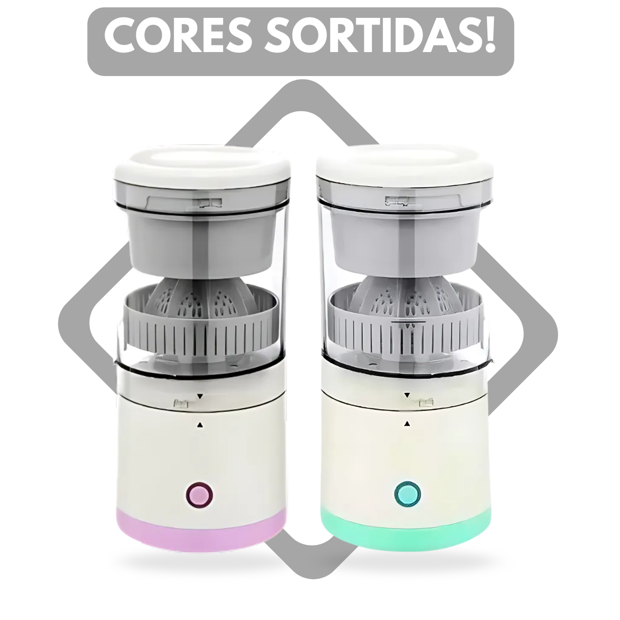 Mini espremedor automático em cores sortidas (rosa e verde menta)